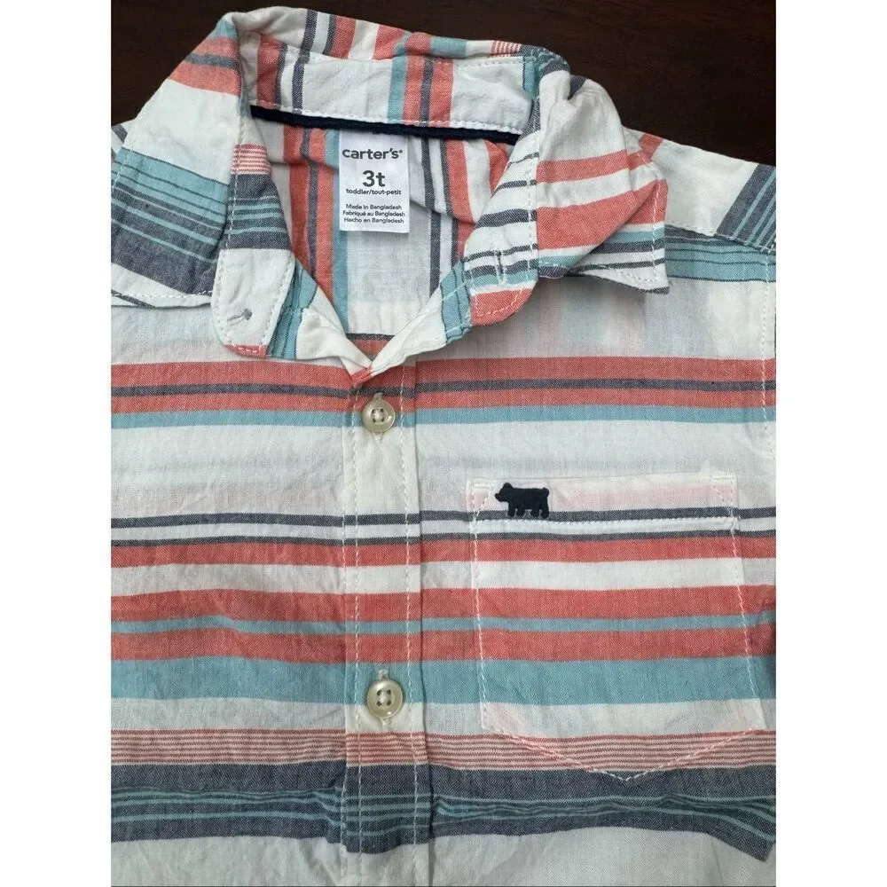 Carter’s Boys Stripe Button Up Shirt with Pocket Size 3T